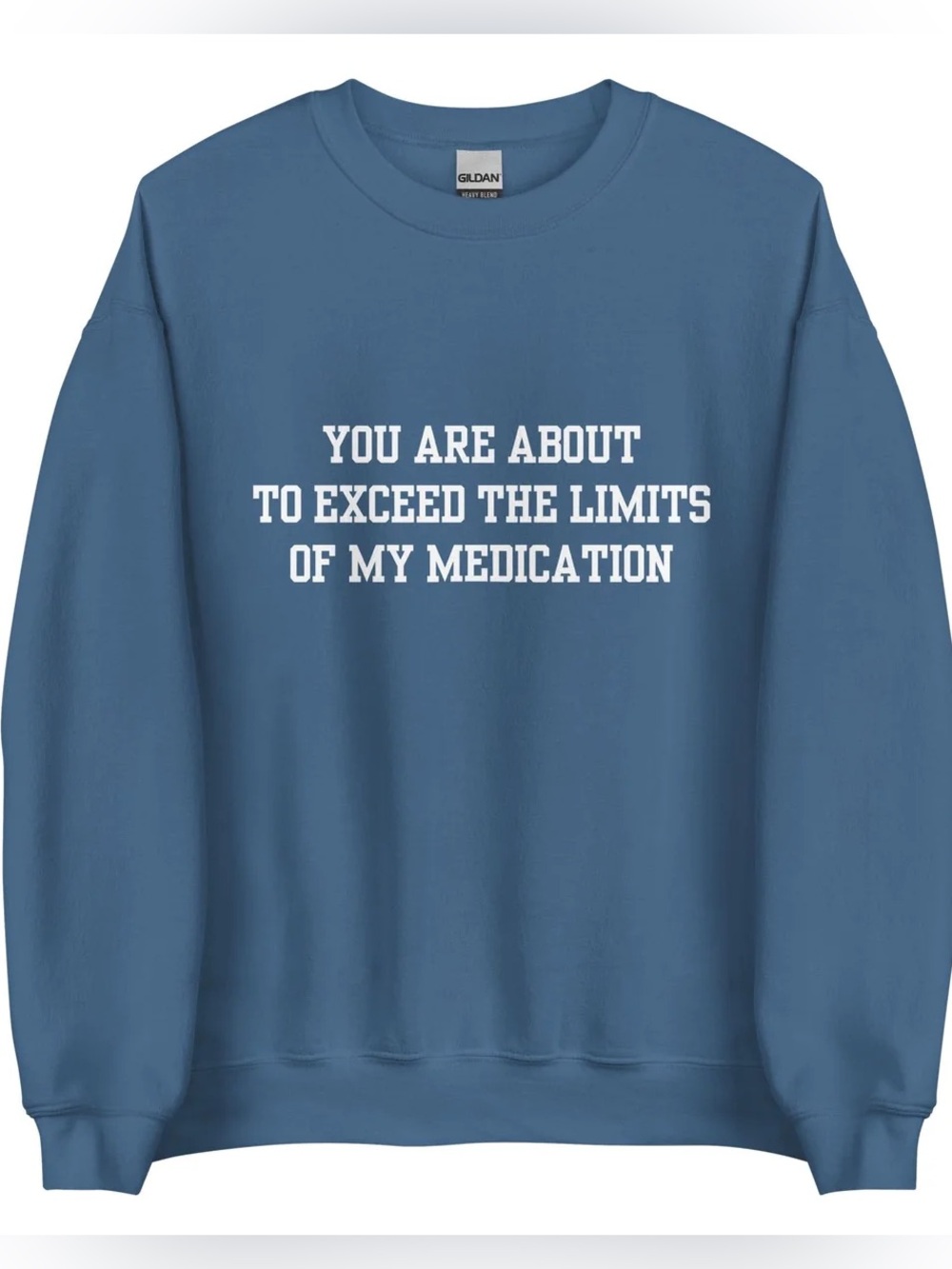 Dusty Blue Crewneck Sweatshirt With Funny Print - Double Cross Clothing Company